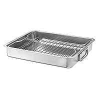 IKEA 9789178905638 KONCIS Roasting pan with grill rack, stainless steel (1, 16x13), Gray