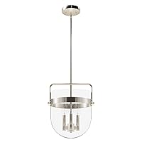 Hunter - Karloff 3-Light Brushed Nickel, Medium Size Pendant Light, Dimmable, Casual Style, Urn Shaped, for Bedrooms, Kitchens, Dining, Living Rooms - 19833