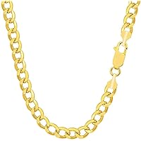The Diamond Deal Mens 10k Hollow Yellow Gold 4.4mm Shiny Hollow Cuban Comfort Curb Cuban Chain Necklace For men for Pendants and Charms with Lobster-Claw Clasp (18