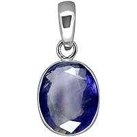 13.25 Ratti 12.00 Carat Blue Sapphire Nilam/Neelam Stone Silver Plated Pendant Locket Rashi Ratan Gemstone