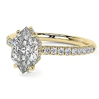 18K Solid Yellow Gold Handmade Engagement Ring, 1.50 CT Duchess Marquise Cut Moissanite Solitaire Ring Diamond Wedding Ring for Her/Women, Anniversary Precious Gift, VVS1 Colorless