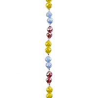Flower 7in Bead Strand Pear Opaque Red, Yellow, Dark Blue, 8mm