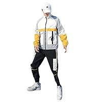 Men Retro Windbreaker Track Suit Track Jacket Track Pant Athletic Hip Hop Windproof Sweat Suit