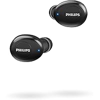 Philips T2205 In-ear True Wireless Headphones with IPX4 Splash Resistant, Super-small Portable Charging Case, Built-in Microphone, Up to 12 Hours (4+8) Playtime, Works with Voice Assistants, TAT2205BK