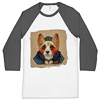 Funny Dog Portrait Baseball T-Shirt - Dog Print T-Shirt - Leonardo Da Vinci Dg Tee Shirt