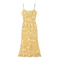 Women French Chiffon Slip Dress, Holiday Print, Size, Summer Curve, Female Clothing,