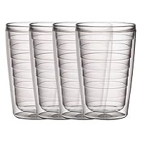 Boston Warehouse Insulated Plastic Tumblers, 16-Ounce, Set of 4, Clear Collection