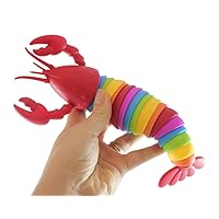 Curious Minds Busy Bags 1 Rainbow Lobster Fidget - Large Light Up Wiggle Articulated Jointed Moving Creature Toy - Unique (Random Color) (1 Random Color Rainbow Lobster)