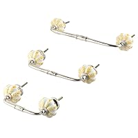 IndianShelf 2 Pack Ceramic Drawer Handles for Cabinets and Drawers Yellow Dresser Pulls for Door Silver Hardware 8