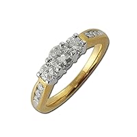 AGS Certified Diamond (SI2-I1, G-H) 1.00 ctw 3 Stone Engagement Ring 14K Yellow Gold