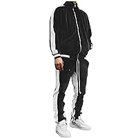 Men's Full Zip Tracksuit Athletic Casual 2 Piece Outfits Fall Long Sleeve Active Jacket and Bottom Track Suit Set
