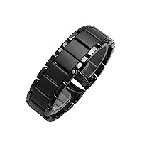 Ceramics Watchband for Armani AR1451 AR1452 AR1400 AR1410 Watch Strap with Stainless Steel Butterfly Clasp 22 24mm Watchbands (Color : AR1451 Between Matte)