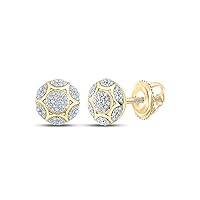 Yellow-tone Sterling Silver Womens Round Diamond Cluster Earrings 1/3 Cttw