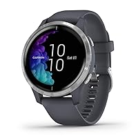 Garmin Venu, GPS Smartwatch with Bright Touchscreen Display, Features Music, Body Energy Monitoring, Animated Workouts, Pulse Ox Sensors and More, Granite Blue and Silver