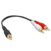 Cmple - 1 RC-A Male to 2 RC-A Male Stereo Audio Y-Cable, 2 RC-A Plugs to 1 RC-A Plug Audio Stereo Subwoofer Cable