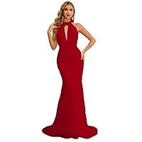 Women's Mermaid Evening Dance Dress for Women Halter Beads Sequin Formal Prom Wedding Party Gowns