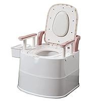 Bariatric Commode Chair 500 Lbs Extra Wide, Bedside Commode with Padded Seat and Back Stand Alone Bed Side Commode and Over The Toilet Commode(White Pink)