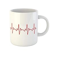 Coffee Mug Red Heart Heartbeat Line Beat Ecg Pulse Frequency Rate 11 Oz Ceramic Tea Cup Mugs Best Gift Or Souvenir For Family Friends Coworkers