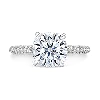 3 CT Cushion Cut Solitaire Moissanite Engagement Rings, VVS1 4 Prong Irene Knife-Edge Silver Wedding Ring, Woman Gift Promise Gift