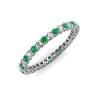 Round Emerald Diamond 1 3/4 ctw Women Eternity Ring Stackable 14K Gold