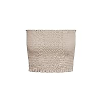Commando Faux Leather Smocked Tube Top - FLT202 (L/XL, Sand)