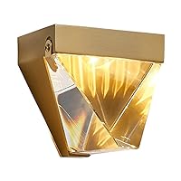 Geometric Crystal Wall Sconces Creative Copper Wall Lamp American Background Wall Decorative Wall Light LED Patch Lighting Fixture for Study Rooms, Hallways, Restaurants