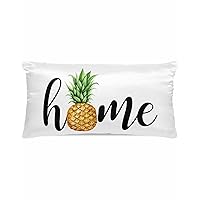 Satin Pillowcase for Hair and Skin, Pineapple 1 Pack Breathable Soft Silk Pillow Covers, Home Summer Fruits Watercolor Luxurious Pillow Cases Cover with Hidden Zipper Closure, 20