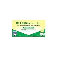 Rite Aid Allergy Medicine, Chlorpheniramine Maleate 4mg - 100 Count Tablets | 4 Hour Allergy Relief | Antihistamine Allergy Medication | Allergy Medicine for Adults | Non Drowsy Allergy Medicine