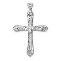 14k White Gold Diamond Religious Faith Cross Pendant Necklace Measures 34x22mm Wide Jewelry for Women