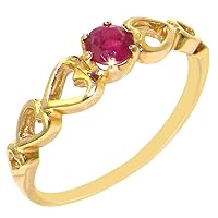 10k Yellow Gold Natural Ruby Womens Solitaire Ring - Sizes 4 to 12 Available