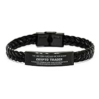 To My Crypto Trader Gifts, You Are The Captain Of Your Ship, Navigate Through The Storms With Unwavering Strength, Amazing Braided Leather Bracelet For Crypto Trader Birthday Christmas Gifts for