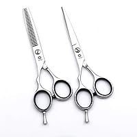 Left handed Hair Scissors Set -6'' Professional Barber/Salon/Razor Edge Hair Cutting Thinning Shears Kit- Finger Inserts - for Lefty Hairdressers Home Use by Dream Reach (1 Set)