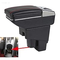 Leather Car Center Console Armrest Box Replacement for Hatchback Honda Fit/Jazz(NOT Fit Sedan Car) 2002 2003 2004 2005 2006 2007 2008 Armrests Storage Box (Black)