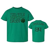 Custom Basketball Toddler Shirt, When I Grow UP, Basketball Like Daddy (Name & Number On Back), Jersey, Personalized Toddler (5-6T, Green)