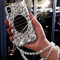 Sparkly Girly Phone Case for Lively Jitterbug Smart 3 with Glass Screen Protector [2 Pack],Diamonds Handmade Women Shockproof Protective Cover & Crystals Lanyard (Clear Mirror)