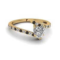 Choose Your Gemstone Petite Bypass Diamond CZ Ring yellow gold plated Heart Shape Petite Engagement Rings Ornaments Surprise for Wife Symbol of Love Clarity Comfortable US Size 4 to 12