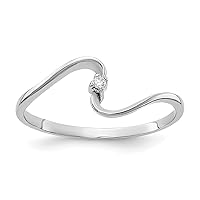 14k White Gold Polished Prong set Diamond ring Size 6 Jewelry for Women