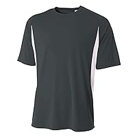 Mens Athletic T-Shirt Short Sleeve Lightweight Cooling Performance Color Blocked Crewneck Tshirts for Men
