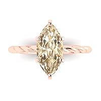 Clara Pucci 2.1 ct Marquise Cut Solitaire Rope Twisted Knot Brown Morganite Classic Anniversary Promise Engagement ring 18K Rose Gold