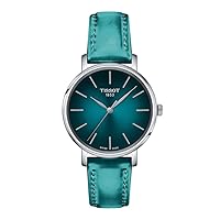 Tissot Womens Everytime Lady 316L Stainless Steel case Quartz Watch, Turquoise, Synthetic, 16 (T1432101709100)