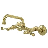 Kingston Brass KS313PB Magellan Wall Mount Kitchen Faucet, Polished Brass