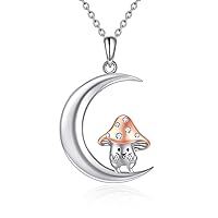 VONALA 925 Sterling Silver French bulldog/Rabbit/Owl Animal Necklace with Moon Pendant Jewellery Birthday Gifts for Women Girls