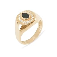 14k Rose Gold Natural Bloodstone & Cubic Zirconia Mens Signet Ring - Sizes 6 to 12 Available