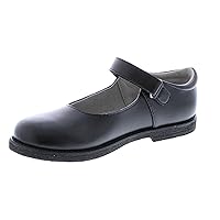 FOOTMATES Cindy BTS Single-Strap Leather Mary Jane Girls Flats Dress Shoes with Wide Toe Box, Slip-Resistant Non-Marking Outsoles - for Little Kids and Big Kids, Ages 4-12