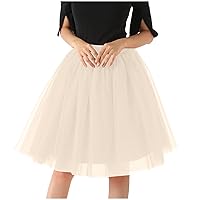 Layered Tutu Skirt for Women Classic Elastic Skirt Tulle Skirt Pleated Short 80's Dance Skirts Layered Mesh Skirts