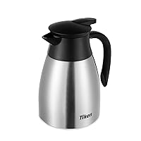 34 Oz Thermal Coffee Carafe, Stainless Steel Insulated Vacuum Coffee Carafes For Keeping Hot, 1 Liter Beverage Dispenser (Silver)