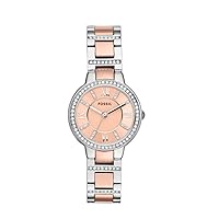 Fossil Virginia Women's Watch with Crystal Accents and Self-Adjustable Stainless Steel Bracelet Band