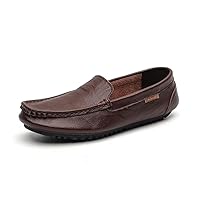 Men's Loafers Driving Shoes Penny Loafer Flats Leather Slip On Spring Low-top Pull-on Round-Toe Casual Leisure Light Handmade