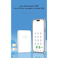 New Ikos Dual 3 sim K6- Adapter for Any iPhone - 2 or 4 SIM Cards Active Same time Together - WiFi Data/Internet Function - Small Size