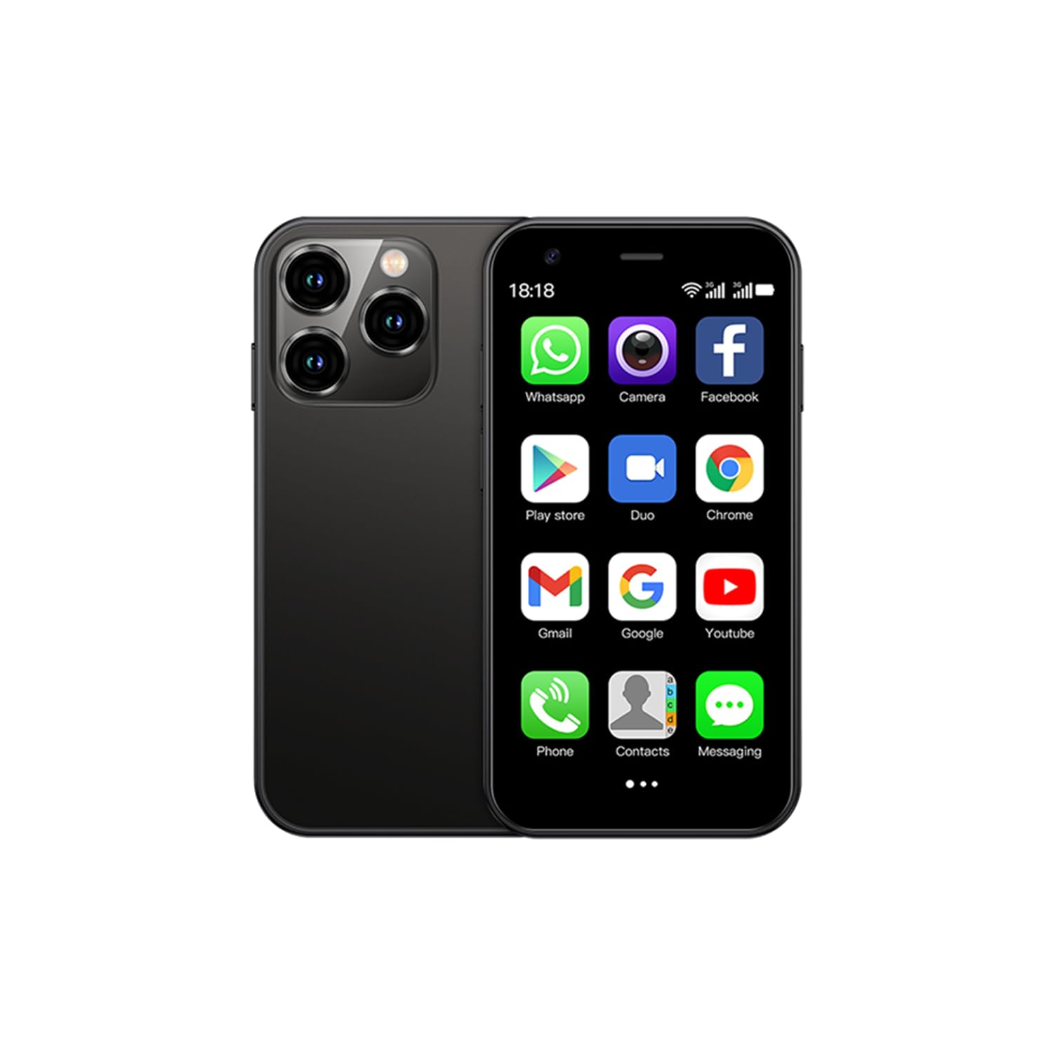 SOYES XS15 3G Mini Smartphone 3.0 Inch WiFi GPS Quad Core Android 8.1 Cell Phones Slim Body HD Camera Dual Sim Google Play Cute Palm Smartphone 2GB RAM 16GB ROM China Mobile (Black)